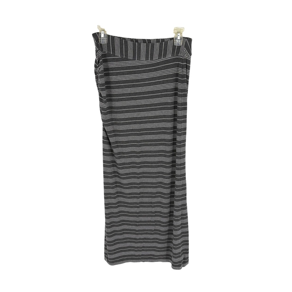 Athleta Serafina Gray Striped Maxi Skirt S Side‎ Ruched Slit Rachel Green Y2K